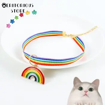 Rainbow висулка котки яки регулируеми найлонови ключалката мода отразяваща яка пет cat ръководител на шаблон за доставка за аксесоари