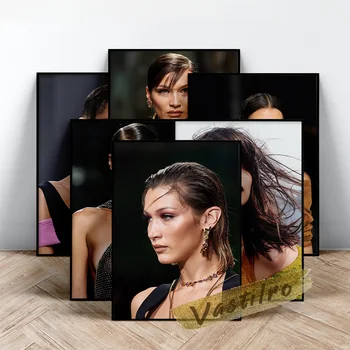 Плакат на Американския модел на Белла Хадид, една Красива Картина Върху Платно, Артистични Щампи Музикални Звезди, Стикери За Стена на Хола Спални, Коллекционируют Фенове