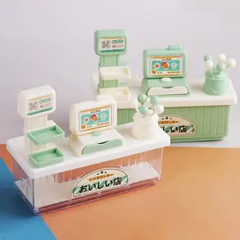 Симулация модел на касата на магазина, реалистичен куклена къща, мини-касов апарат, набор от играчки за детски игри измислица, разкриваща кутия
