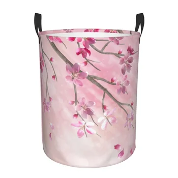 Keranjang cucian kotor, keranjang penyimpanan pakaian lipat bunga sakura cabang pohon musim полуфинал mainan rumah tahan air