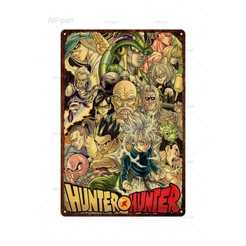 Метални плакати Hunter X Hunter, поп-класика на Японския аниме, Начало декор, Ретро-Потертая Лидице табела, стенно изкуство, Винтажное украса бар и клуб