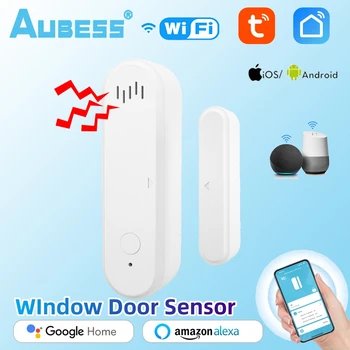 WiFi Сензор за прозорец на вратата на Hristo, интелигентни детектори за отваряне / затваряне на врати, домашна охранителна алармена система, система за предупреждение за независимост, сирената 80 db