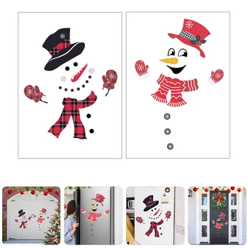 1 комплект Коледни магнитни декоративни стикери, магнити във формата на снежен човек на Коледна тематика