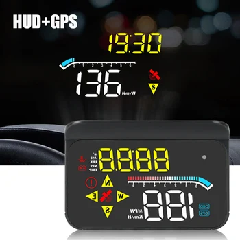 3,5-ИНЧОВ автомобилен OBD2 HUD GPS-12 В централния дисплей, проекторът на предното стъкло, бордови компютър, Часовници, Скоростомер, компас, Автоаксесоари