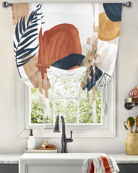 Модерна геометрична абстракция в стил бохо, прозорец завеса за всекидневната, начало декор, щори, пердета за кухня, къси пердета