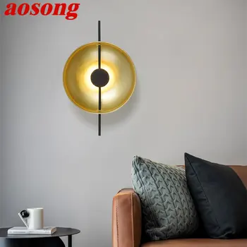 AOSONG Nordic Interior Златен монтиран на стената лампа LED 3 цвята Модерен прост творчески тела-аплици за домашен интериор хол спалня