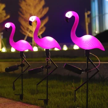 Слънчев Водоустойчив Фламинго Тревата Светлина на Открито Led Розово Фламинго Брой Светлина Пейзаж Осветление за Градина, Градинска Пътека Декор 2023