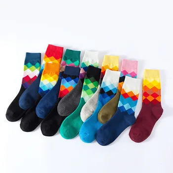 Памучни чорапи Harajuku, Мъжки Есенно-зимни чорапи с анимационни принтом, Ежедневни Мъжки Висококачествени Дишащи чорапи със средна дължина