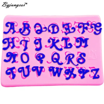 Byjunyeor M647 Епоксидни UV-смола Силиконова форма за рисуване на английски букви в форма за торта с фондан Инструменти за украса 9.5*6.1*0.4 см