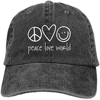 Peace Love World Унисекс, шапки за възрастни, шапки Kpop за мъже, шапки за жени, мъжка шапка за голф, жан шапка възстановяване на предишното положение за възрастни, унисекс