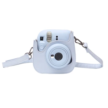 Нова Чанта За Фотоапарат Fujifilm MINI12 Mini Camera е С пагон От Изкуствена Кожа, С Мек Силиконов Калъф