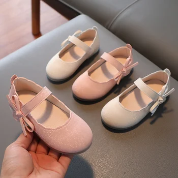 Детски обувки Baywell от изкуствена кожа За момичета, Просто обувки на принцесата, Мека удобна детска булчински обувки на плоска подметка