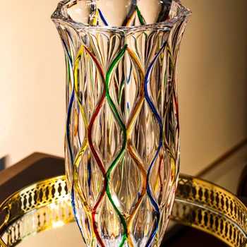 Европейската кристален ваза, Ръчно Рисувани Вази Леки Луксозни цветя Гидропонная Ваза Дома и Декоративна саксия на масата