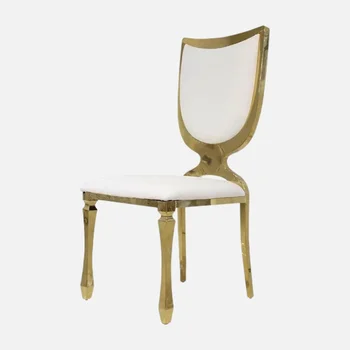 Модерни мебели от плат и кожа със златни крака, за банкетни вечери Трапезни столове от неръждаема стомана