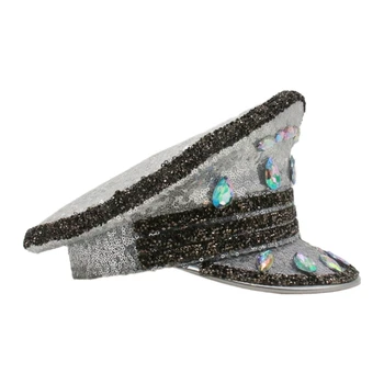 Y166 Украсена със скъпоценни камъни капитанская шапка с тежки кристални пайети за булката, моминско парти, шапка-пеперуда ръчна бродерия от мъниста сватбена фотография