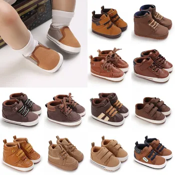 Детски обувки за новородени момчета, обувки за яслите подметка, топли обувки, устойчива на плъзгане, спортни обувки от 0 до 18 месеца, първата обувки