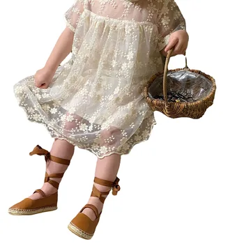 Лятна рокля за момичета Нова детски дрехи Бебешки сетчатое Детска рокля дълга пола с цветен модел Пола на принцеса