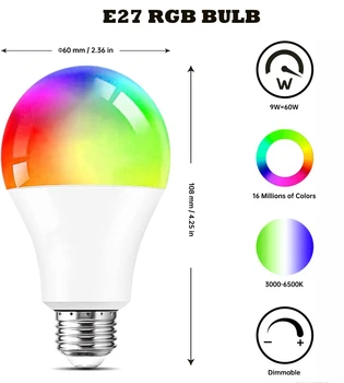 E27 RGB Лампа Led Прожектор 220v IR-Дистанционно Управление 5 W 10 W 15 W 20 W 25 W Цветна Лампа 24 клавишите С Регулируема Яркост Magic Home Neon Light 16 цвята