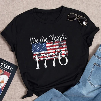 Женска тениска We The People 1776 U. s.. Constitution Freedom с флага на сащ