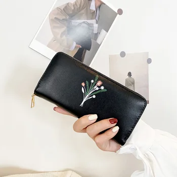 Нова дамска чанта-клатч с принтом средна дължина на цип, модерен чантата е с голям капацитет, чанта за мобилен телефон