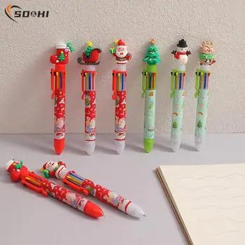 Коледна восьмицветная химикалка химикалка, Хубава химикалка писалка за пресоване, Празничен подарък за децата, Коледна декорация за дома, Коледен орнамент