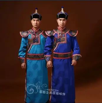 Дълга Рокля За Монголски Танцово представяне на Благороден Мъжки Монголски Хавлия