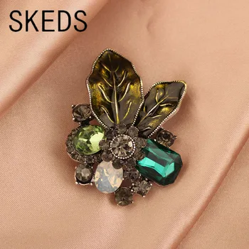 SKEDS Класически цвете от планински кристал, Луксозни лъскави брошки от бутик, игли за жени, Елегантна сватбена украса за партита, обтегач за елече