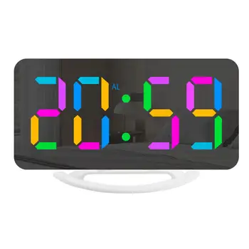 Digital alarm clock RGB С 11 Цветови Режими, 3 Нива на Яркост, 2 USB Порта, Led Огледално Часовници За Спалня, Офис, Настолен Декор