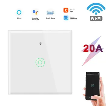 20A Интелигентен Сензорен екран WiFi стенен прекъсвач на HRISTO App Дистанционно управление таймер Светлина, бойлер, хладилник, печка, ключове работят с Алекса Home