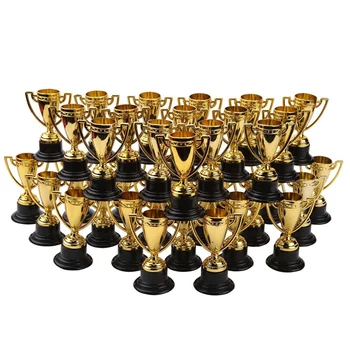 40шт Златни сертификати за премия Пластмасови чаши Златни Трофеи Мини-Награди и трофеи Училищни награди, за деца, Спортни награди
