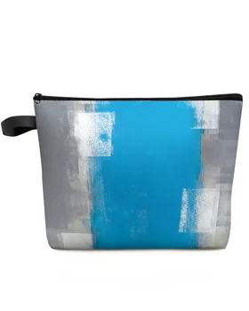 Синьо-сиви Абстрактно изкуство Маслена живопис Текстура Косметичка Чанта за пътуване Женски Козметична чанта Органайзер За съхранение на молив случай