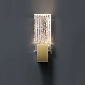 Творчески стенни осветителни тела за хол Модерен минималистичен led монтиран на стената лампа, Луксозно Кристалното Стенни Нощно шкафче за спалня Кабинет Осветление за баня
