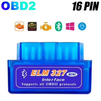 Leekooluu OBD mini ELM327 Bluetooth OBD2 V2.1 Автоматичен Скенер OBDII 2 Авто ELM 327 Тестер Инструмент за Диагностика за Android Авторадио