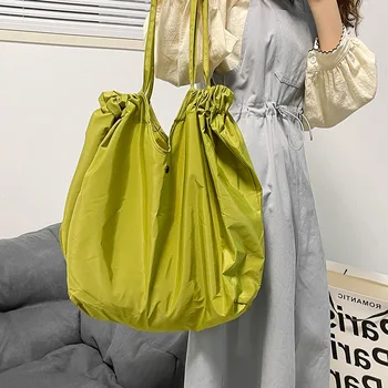 Ins Сгъваема пазарска чанта, чанта за защита на околната среда, чанта през рамо, тъканно чанта от супермаркета с голям капацитет за студенти