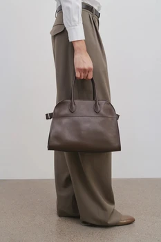 2023 Нов стил, чанта Margaux 12, чанта на едно рамо, Серво Кръст, Гладка кожа, велур Личи, Размер