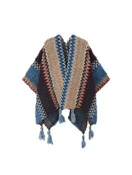 Женски шал, вълнена шал, топло вязаная кърпа голям размер, един Вълнен шал от pashmina, Модерно пончо, Шал, есен-зима, Дълъг мантилья