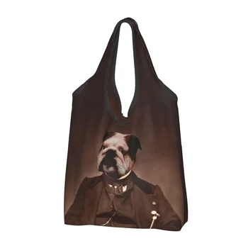 Чанта за пазаруване в хранителни магазини Lord English Bulldog По поръчка, чанти през рамо, преносим чанта за домашни любимци British Bulldog голям капацитет.
