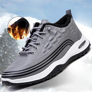 Ежедневни удобни мъжки маратонки за бягане с дебела подметка, Новост 2023 г., е лесна градинска обувки с памучна подплата, есен и зима