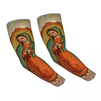 Охлаждащи ръкави на Дева мария от Гуадалупе, за мъже и жени, Католическата Дева Мария, Спортна татуировка за движение, маскиране