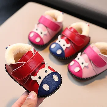 Нова зимни обувки за деца от 0-1 години За момчета и момичета, бебета и бебета с мека подметка и нежната памучна обувки дантела