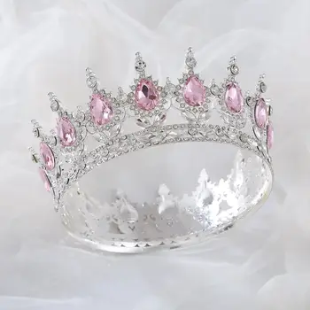 Пръстен от розов планински кристал от сплав сребро Короната на булката Маскарад Кралицата на бала Короната на Парти за рожден Ден