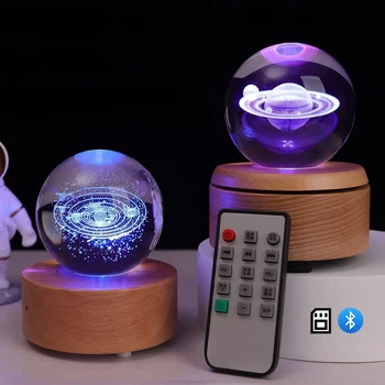 Креативен Кристална топка Нощни светлини, Bluetooth Музика Цветна Светлина Лампа Слънчевата Система Украса на работния плот Коледен Подарък за Рожден Ден