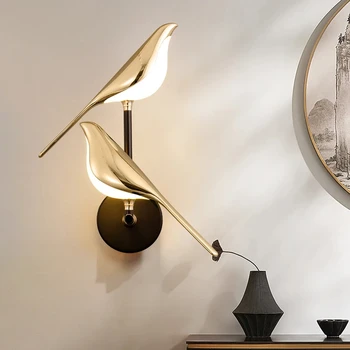 Съвременната простота, led, с монтиран на стената лампа, модел Magpie Bird, стенни лампи, осветление в помещение, в Домашната кухня, Нощно шкафче, Спалня, Хол