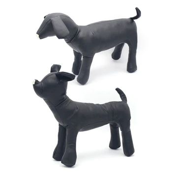 2 бр. Кожени манекени за кучета в изправено положение, играчки за кучета, Проектът е манекен за магазин за домашни любимци, черен, M & S