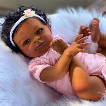 50 СМ, Пълна Кукла Bebe Reborn Lanny Меко Тяло на Еластична Черна Кожа Афроамериканский Дете Ръчни Косата Bonecas Bebe Кукла Играчка