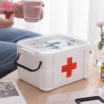 Аптечка за първа помощ, Кутия за съхранение на лекарства, преносим авариен кутия, Двуслойни кутии за лекарства, Органайзер за съхранение на аптечек.