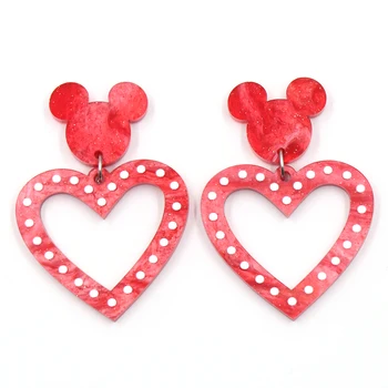 1 чифт Нов продукт КН Drop сърце mouse за Ден на Свети Валентин Модни акрилни обеци, Бижута за жени