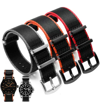 Висококачествен и 20-22 мм и найлонова каишка за часовник, водоустойчив каишка за спортни часовници, черен цветен край с катарама от неръждаема стомана