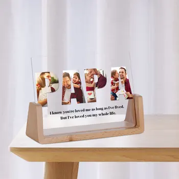 Персонални акрилна фоторамка за папата с HD печат на паметта Подарък за Деня на бащите, рожден Ден, подарък за Коледа за баща-мъжки