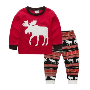 Коледна детски памучен пижами за момичета и момчета, всекидневни пижамный комплект с Дядо Коледа, всеки ден пижами за деца, комплекти детско облекло от 2 до 7 години